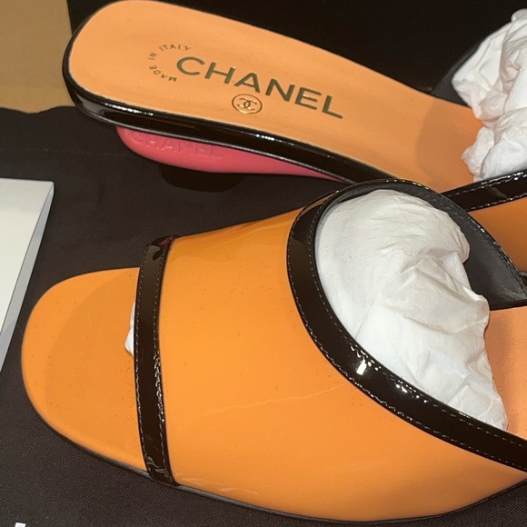 Authentic Chanel Mules orange/black size 41 - Picture 7 of 16